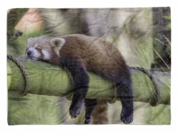 Paul Sinus Art Handtuch Strandhandtuch Saunatuch Kuscheldecke mit Tiermotiv roter Panda hängt
