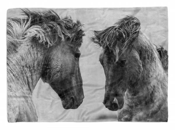 Paul Sinus Art Handtuch Strandhandtuch Saunatuch Kuscheldecke mit Tiermotiv Pferde Wildpferde