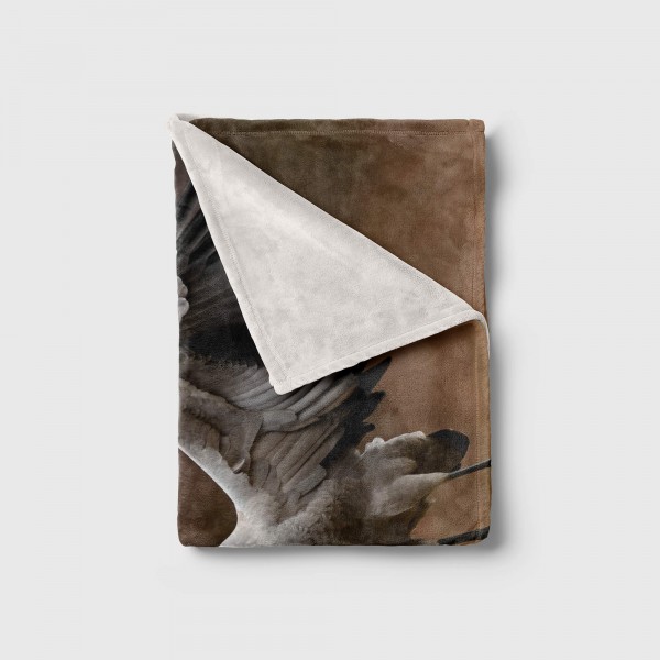 Paul Sinus Art Handtuch Strandhandtuch Saunatuch Kuscheldecke mit Tiermotiv Kranich breitet Fl Meist gekauft