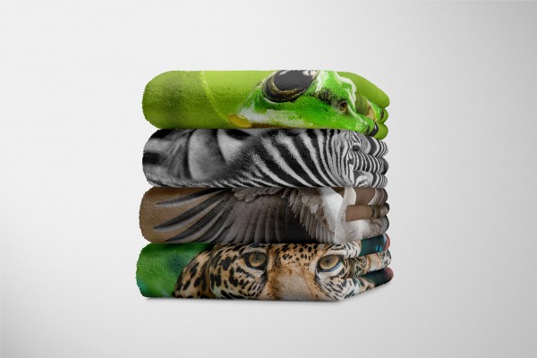 Paul Sinus Art Handtuch Strandhandtuch Saunatuch Kuscheldecke mit Tiermotiv Kranich breitet Fl Meist gekauft