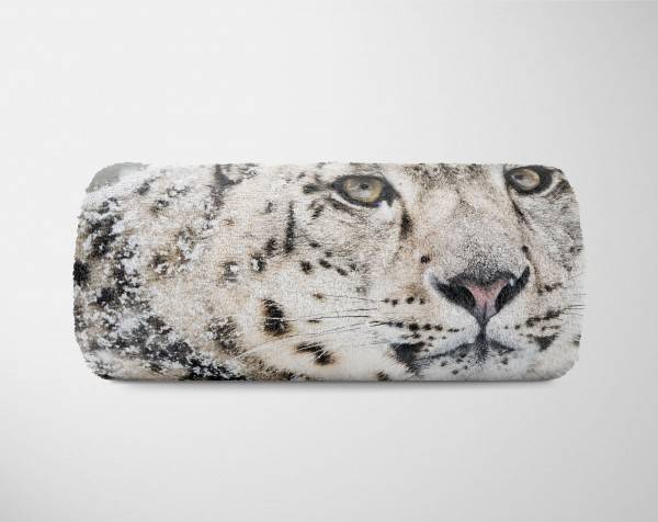 Paul Sinus Art Handtuch Strandhandtuch Saunatuch Kuscheldecke mit Tiermotiv Schneeleopard Schn Kostenloser Versand