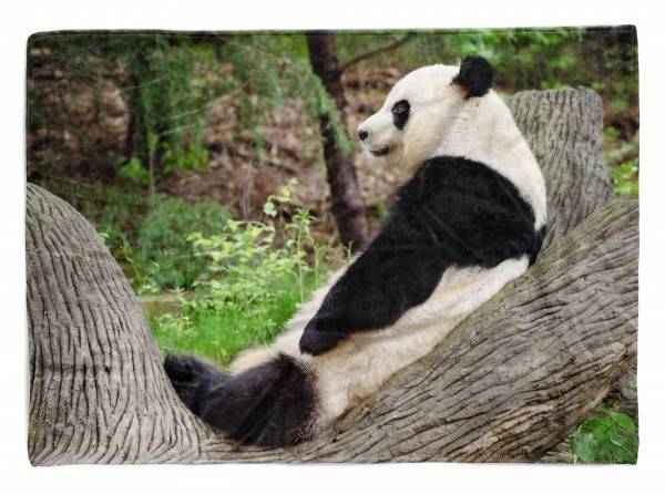 Paul Sinus Art Handtuch Strandhandtuch Saunatuch Kuscheldecke mit Tiermotiv Panda Pandabär