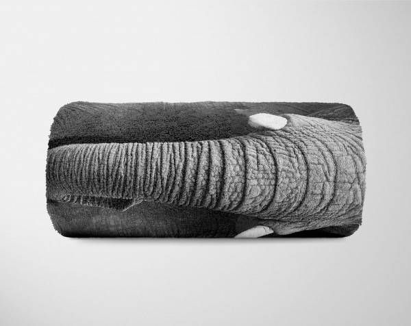 Paul Sinus Art Handtuch Strandhandtuch Saunatuch Kuscheldecke mit Tiermotiv Elefant Schwarz We Versandkostenfrei