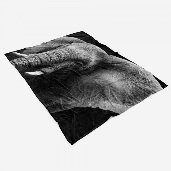Paul Sinus Art Handtuch Strandhandtuch Saunatuch Kuscheldecke mit Tiermotiv Elefant Schwarz We Großer Ausverkauf