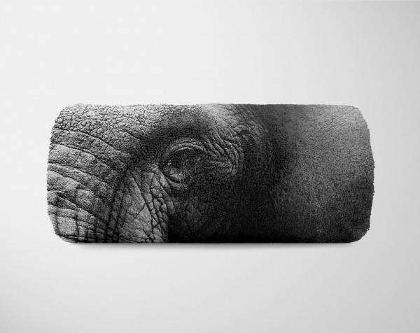Paul Sinus Art Handtuch Strandhandtuch Saunatuch Kuscheldecke mit Tiermotiv Elefant Schwarz We Großer Ausverkauf