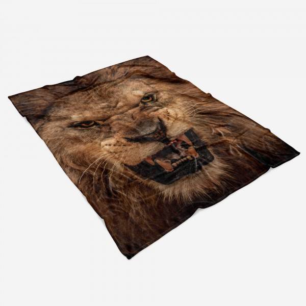 Paul Sinus Art Handtuch Strandhandtuch Saunatuch Kuscheldecke mit Tiermotiv Löwe Zähne bedrohl Preisnachlass