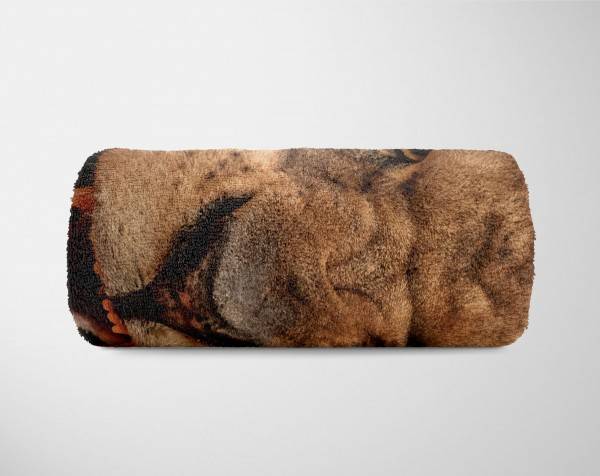 Paul Sinus Art Handtuch Strandhandtuch Saunatuch Kuscheldecke mit Tiermotiv Löwe Zähne bedrohl Preisnachlass