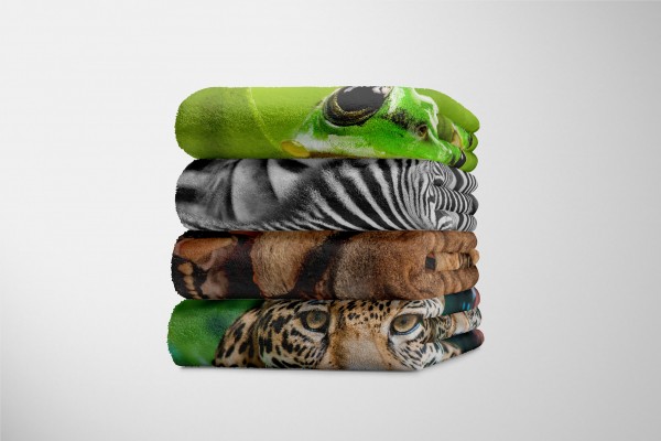 Paul Sinus Art Handtuch Strandhandtuch Saunatuch Kuscheldecke mit Tiermotiv Löwe Zähne bedrohl Preisnachlass
