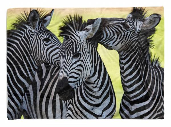 Paul Sinus Art Handtuch Strandhandtuch Saunatuch Kuscheldecke mit Tiermotiv Zebras Afrika Sonn
