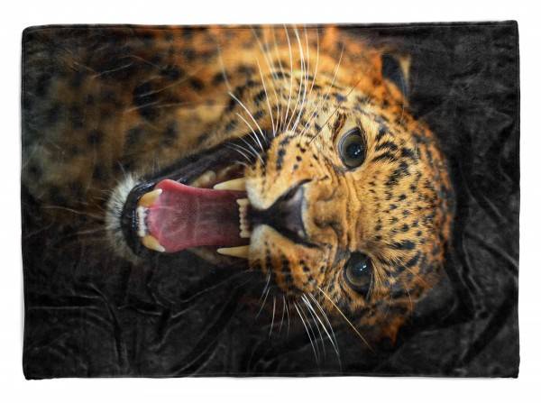 Paul Sinus Art Handtuch Strandhandtuch Saunatuch Kuscheldecke mit Tiermotiv Jaguar Raubkatze