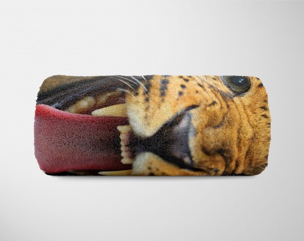 Paul Sinus Art Handtuch Strandhandtuch Saunatuch Kuscheldecke mit Tiermotiv Jaguar Raubkatze Cyber Monday