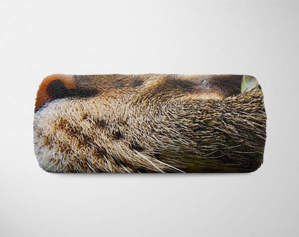 Paul Sinus Art Handtuch Strandhandtuch Saunatuch Kuscheldecke mit Tiermotiv kleine Katze Kätzc Osterangebot