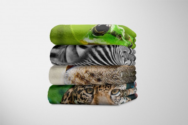 Paul Sinus Art Handtuch Strandhandtuch Saunatuch Kuscheldecke mit Tiermotiv kleine Katze Kätzc Osterangebot