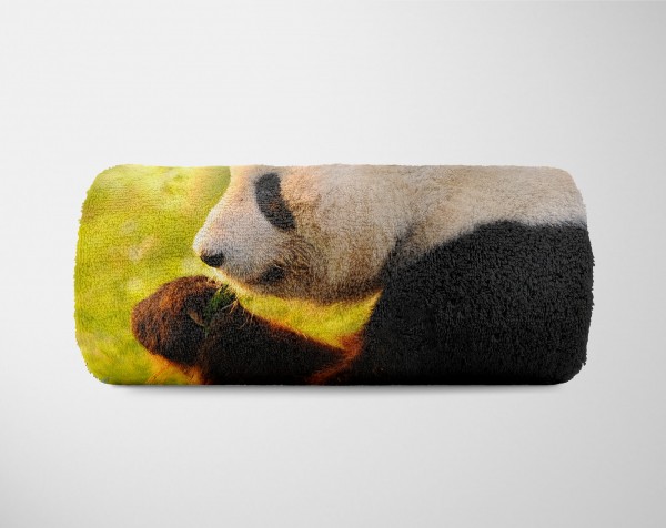 Paul Sinus Art Handtuch Strandhandtuch Saunatuch Kuscheldecke mit Tiermotiv Panda Bambus Vatertagsangebot