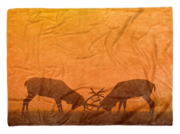 Paul Sinus Art Handtuch Strandhandtuch Saunatuch Kuscheldecke mit Tiermotiv Hirsche Hirschkamp