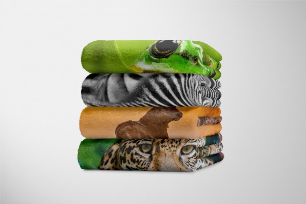 Paul Sinus Art Handtuch Strandhandtuch Saunatuch Kuscheldecke mit Tiermotiv Hirsch Wald Sonnen Top Angebot