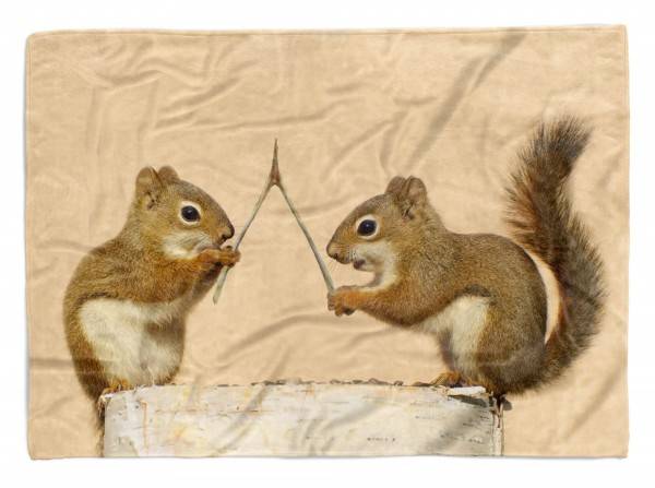 Paul Sinus Art Handtuch Strandhandtuch Saunatuch Kuscheldecke mit Tiermotiv Eichhörnchen Süß