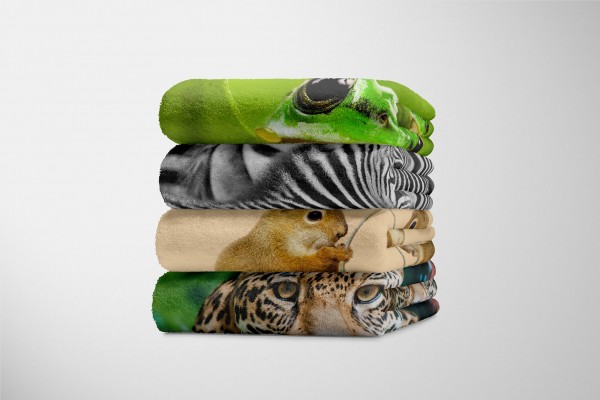 Paul Sinus Art Handtuch Strandhandtuch Saunatuch Kuscheldecke mit Tiermotiv Eichhörnchen Süß Exklusive Angebote