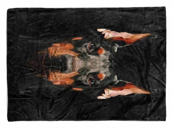Paul Sinus Art Handtuch Strandhandtuch Saunatuch Kuscheldecke mit Tiermotiv Dobermann Hund
