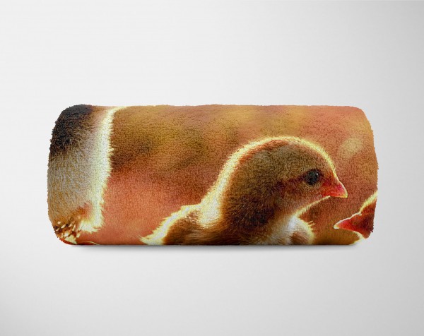Paul Sinus Art Handtuch Strandhandtuch Saunatuch Kuscheldecke mit Tiermotiv kleine Küken Süß Saisonale Angebote