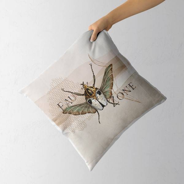 Paul Sinus Art Dekokissen Kissen Eauzone Aquarell Motiv Käfer Pastelltöne Kuschelig Kunstvoll Weich Riesige Ersparnisse