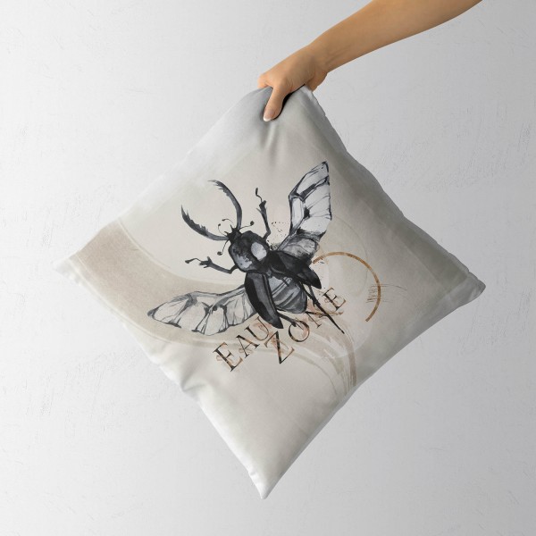 Paul Sinus Art Dekokissen Kissen Eauzone Aquarell Motiv Käfer Insekt Pastelltöne Kuschelig Kunstvoll Weich Wochenangebot