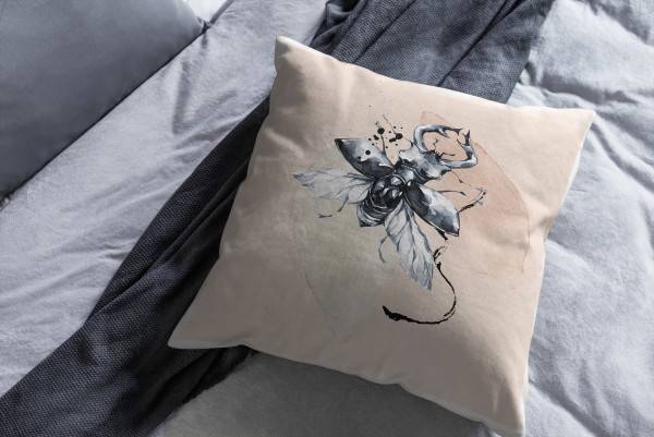 Paul Sinus Art Dekokissen Kissen Eauzone Aquarell Motiv Hirschkäfer Pastelltöne Kuschelig Kunstvoll Weich Bis zu 50% Rabatt