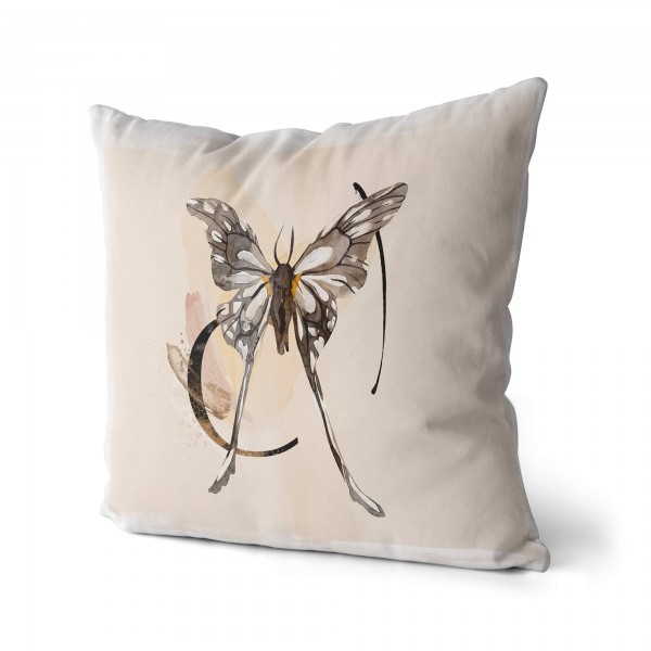 Paul Sinus Art Dekokissen Kissen Eauzone Aquarell Motiv Schmetterling Pastelltöne Kuschelig Kunstvoll Weich