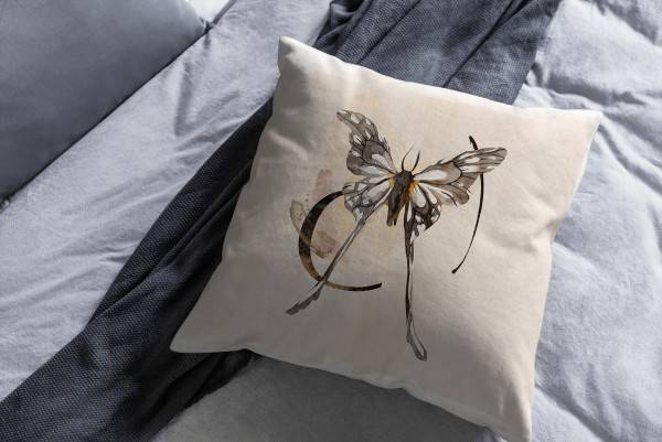 Paul Sinus Art Dekokissen Kissen Eauzone Aquarell Motiv Schmetterling Pastelltöne Kuschelig Kunstvoll Weich Bis zu 60% Rabatt