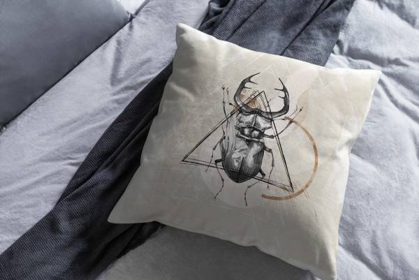 Paul Sinus Art Dekokissen Kissen Eauzone Aquarell Motiv Hirschkäfer Pastelltöne Kuschelig Kunstvoll Weich Sonderangebot der Fabrik