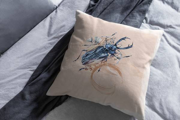 Paul Sinus Art Dekokissen Kissen Eauzone Aquarell Motiv Käfer Pastelltöne Kuschelig Kunstvoll Weich Begrenzt auf 3 Tage