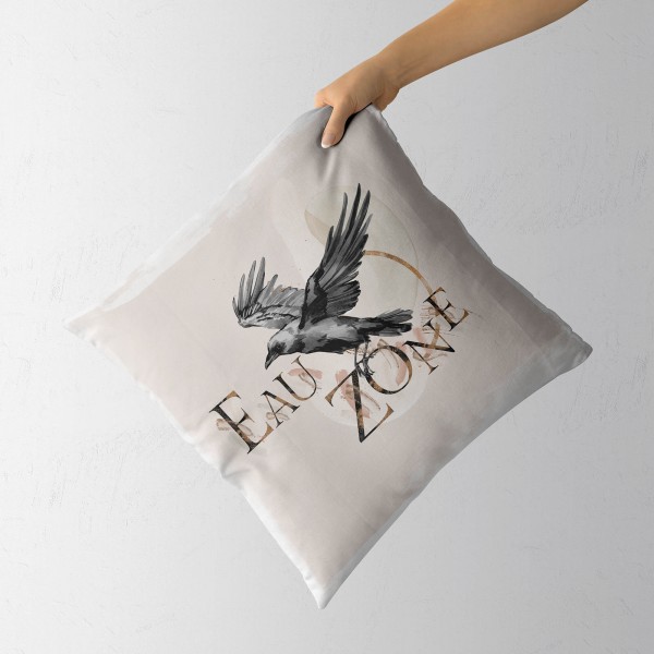 Paul Sinus Art Dekokissen Kissen Eauzone Aquarell Motiv Rabe Pastelltöne Dekorativ Kunstvoll Schön im Angebot