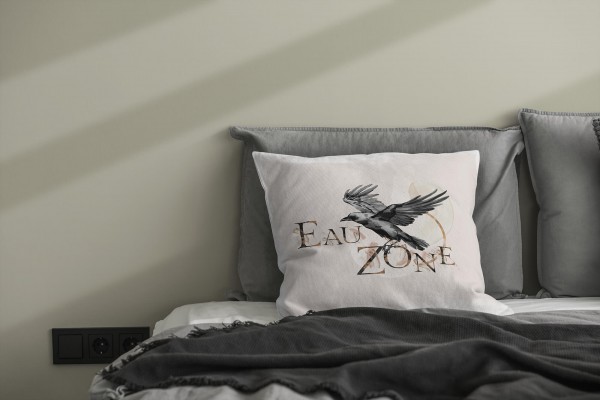 Paul Sinus Art Dekokissen Kissen Eauzone Aquarell Motiv Rabe Pastelltöne Dekorativ Kunstvoll Schön im Angebot