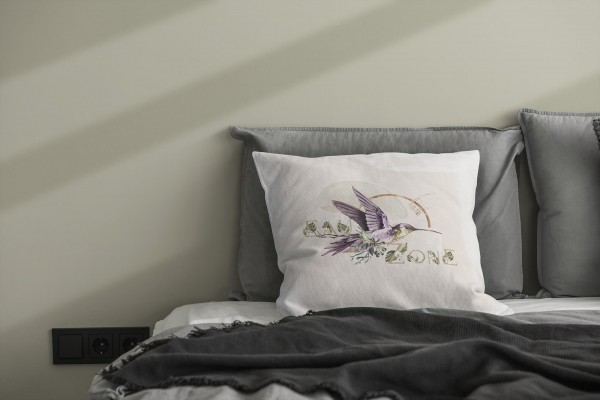 Paul Sinus Art Dekokissen Kissen Eauzone Aquarell Motiv Kolibri Pastelltöne Dekorativ Kunstvoll Schön Schlussverkauf