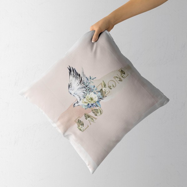 Paul Sinus Art Dekokissen Kissen Eauzone Aquarell Motiv Falke Blumen Pastelltöne Dekorativ Kunstvoll Schön Limitierter Zeitrabatt