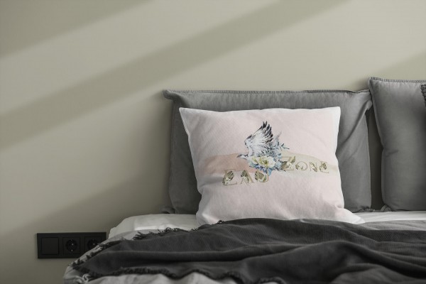 Paul Sinus Art Dekokissen Kissen Eauzone Aquarell Motiv Falke Blumen Pastelltöne Dekorativ Kunstvoll Schön Limitierter Zeitrabatt