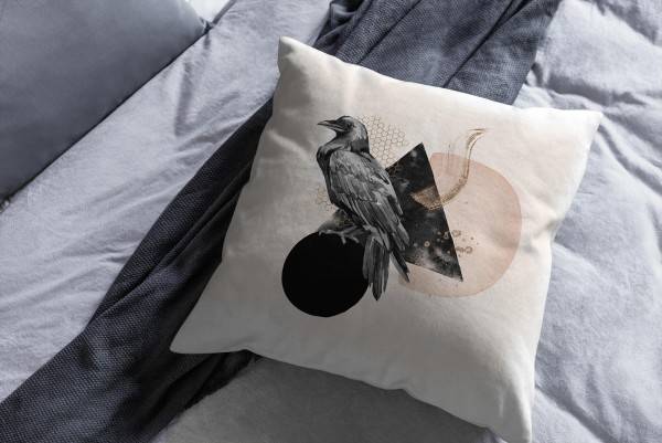 Paul Sinus Art Dekokissen Kissen Eauzone Aquarell Motiv Rabe Pastelltöne Dekorativ Kunstvoll Schön Fabrik Onlineshop