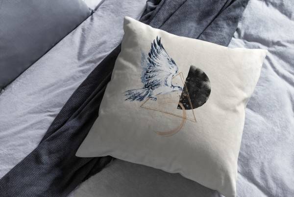 Paul Sinus Art Dekokissen Kissen Eauzone Aquarell Motiv Falke Pastelltöne Dekorativ Kunstvoll Schön Sonderangebot