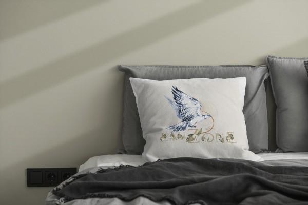 Paul Sinus Art Dekokissen Kissen Eauzone Aquarell Motiv Falke Pastelltöne Dekorativ Kunstvoll Schön Sonderangebot