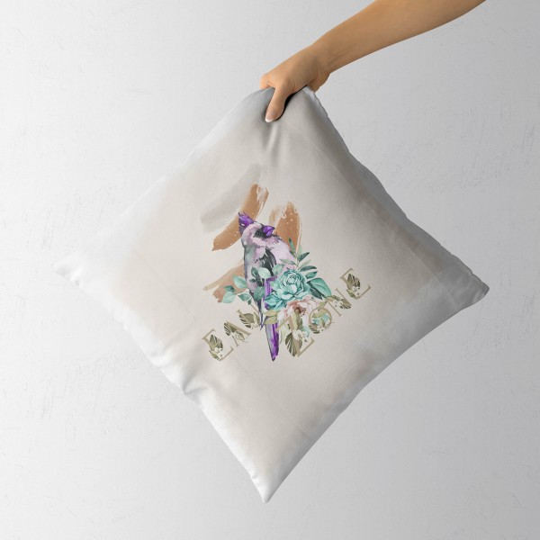 Paul Sinus Art Dekokissen Kissen Eauzone Aquarell Motiv Vogel Blumen Pastelltöne Dekorativ Kunstvoll Schön Online Shopping