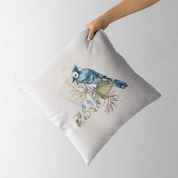 Paul Sinus Art Dekokissen Kissen Eauzone Aquarell Motiv kleiner Vogel Pastelltöne Dekorativ Kunstvoll Schön Preisnachlass