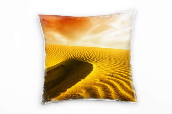 Paul Sinus Art Wüste, orange, rot, Düne Deko Kissen 40x40cm für Couch Sofa Lounge Zierkissen
