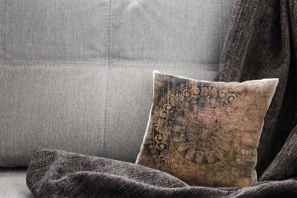 Paul Sinus Art Retro und Vintage, braun, Schrift, Mandala Deko Kissen 40x40cm für Couch Sofa Lounge Zierkissen Cyber Monday