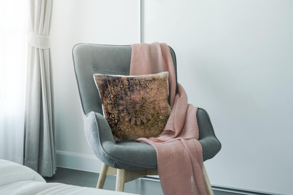 Paul Sinus Art Retro und Vintage, braun, Schrift, Mandala Deko Kissen 40x40cm für Couch Sofa Lounge Zierkissen Cyber Monday