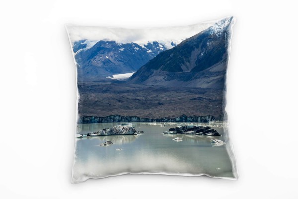 Paul Sinus Art Landschaft, Seen, braun, Bergsee, Berge, Neuseeland Deko Kissen 40x40cm für Couch Sofa Lounge Zierki