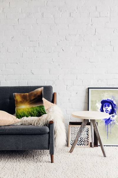 Paul Sinus Art Natur, grün, orange, Gras, dramatische Wolken Deko Kissen 40x40cm für Couch Sofa Lounge Zierkissen Vatertagsangebot
