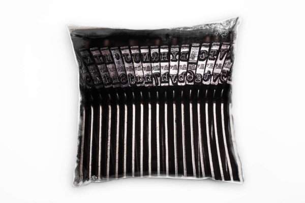 Paul Sinus Art Macro, braun, silber, Schreibmaschine Deko Kissen 40x40cm für Couch Sofa Lounge Zierkissen