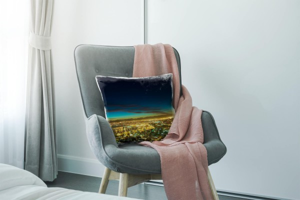 Paul Sinus Art Urban und City, blau, gelb, Kapstadt, Nacht, Afrika Deko Kissen 40x40cm für Couch Sofa Lounge Zierki Heißer Verkauf