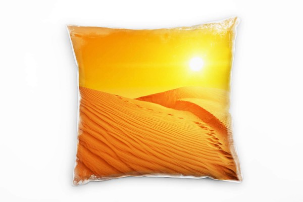 Paul Sinus Art Wüste, orange, gelb, Düne, Sonne Deko Kissen 40x40cm für Couch Sofa Lounge Zierkissen