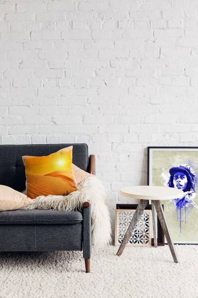 Paul Sinus Art Wüste, orange, gelb, Düne, Sonne Deko Kissen 40x40cm für Couch Sofa Lounge Zierkissen Neueste Mode